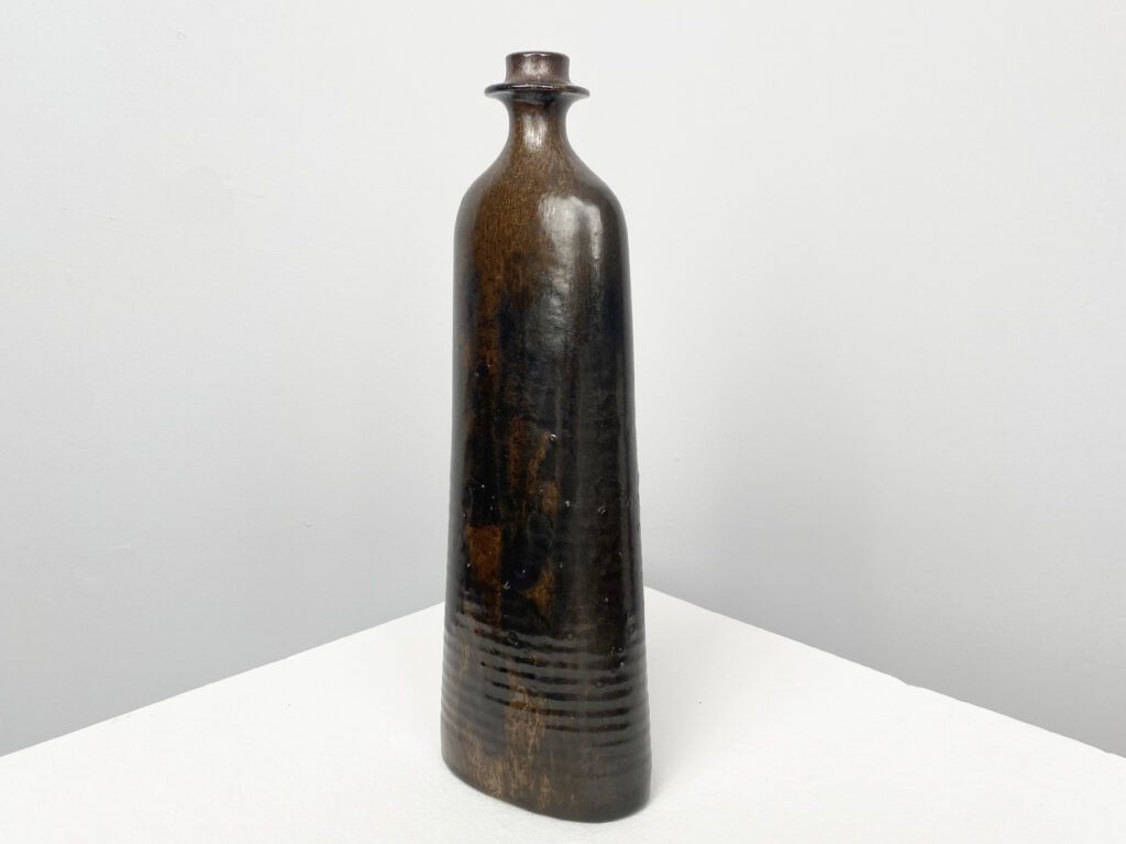 Vase, Steingut, braun, glasiert, 1960er