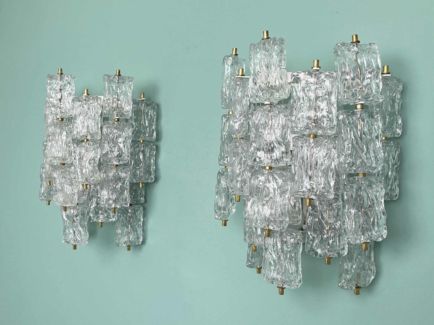 Pair of Clear Murano Glass Sconces by Barovier & Toso, Italy, 1960s