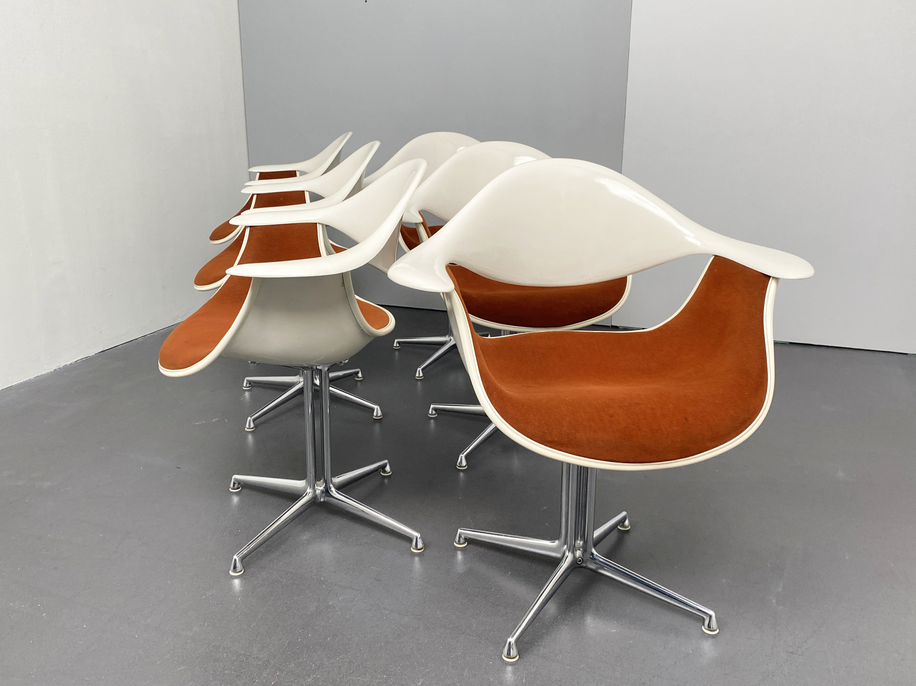 Set of 6 DAF Chairs, La Fonda Base, Hopsack, George Nelson for Herman Miller International Collection, Vitra, Germany, 1970s