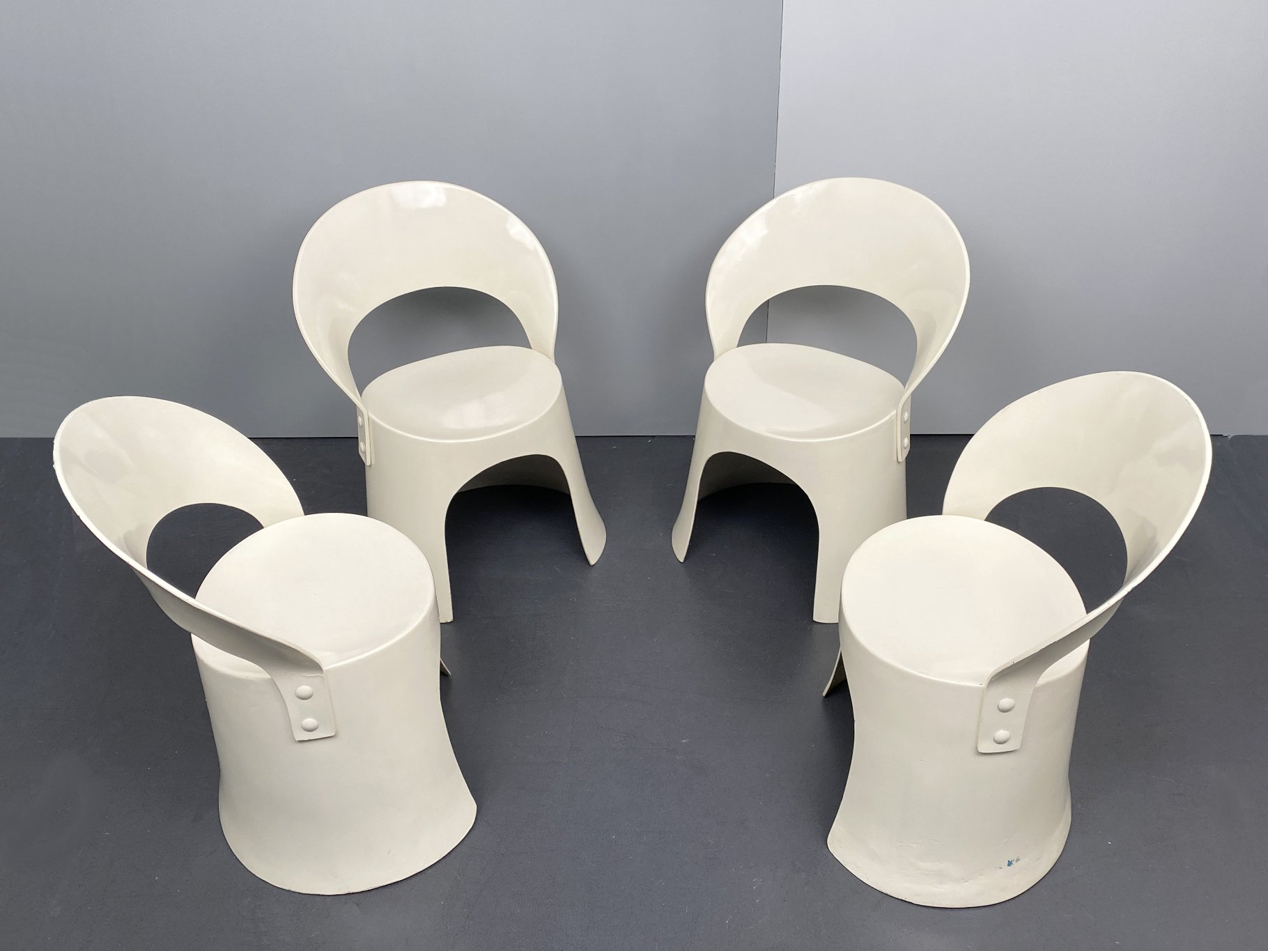 Set of 4 Chairs, white Fiberglass, by Nanna Ditzel for Domus Danica, Denmark, 1960s