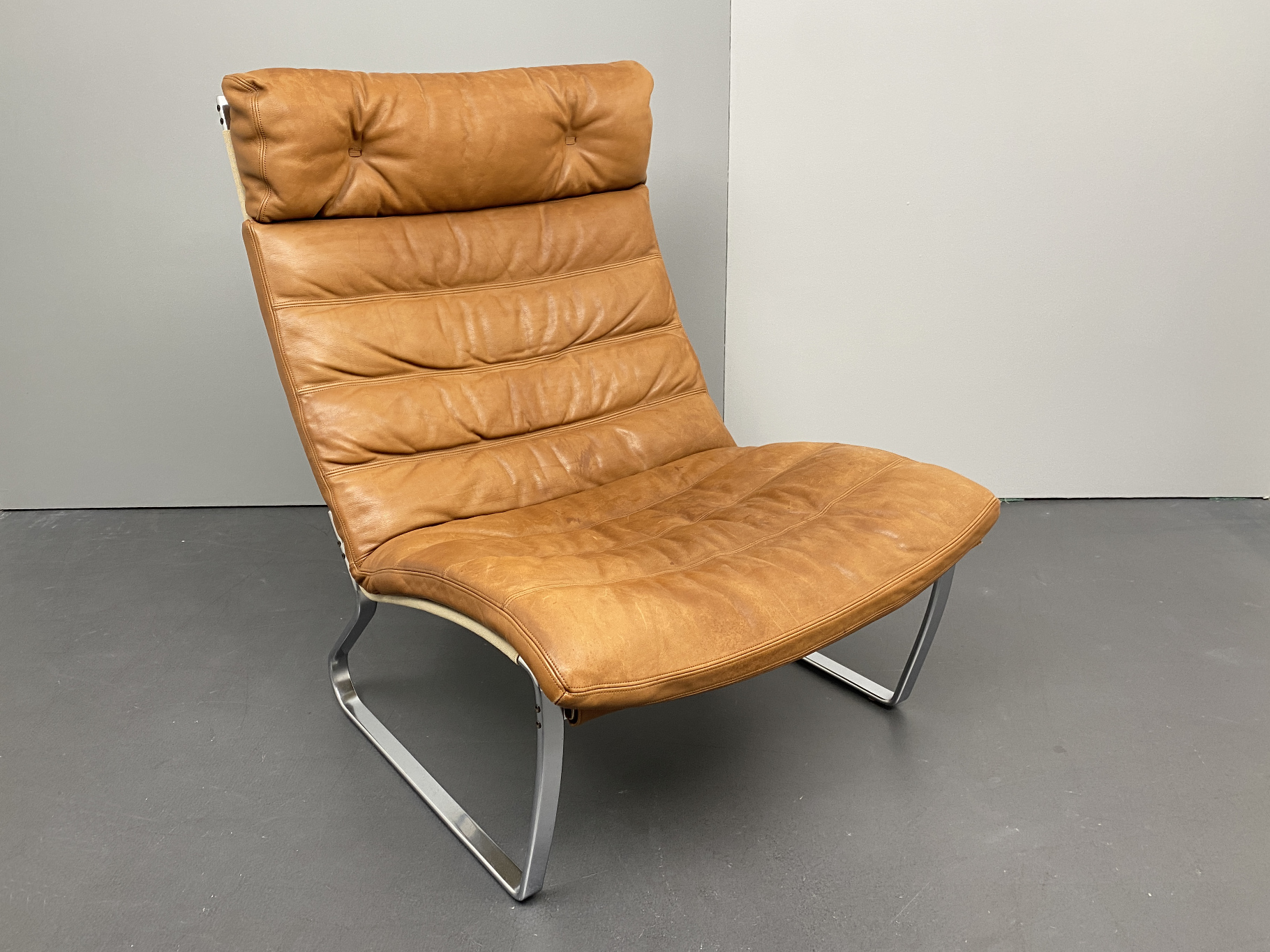 Jk 720 Armchair, cognac-colored Leather, by Jørgen Kastholm for Kill International, 1970s