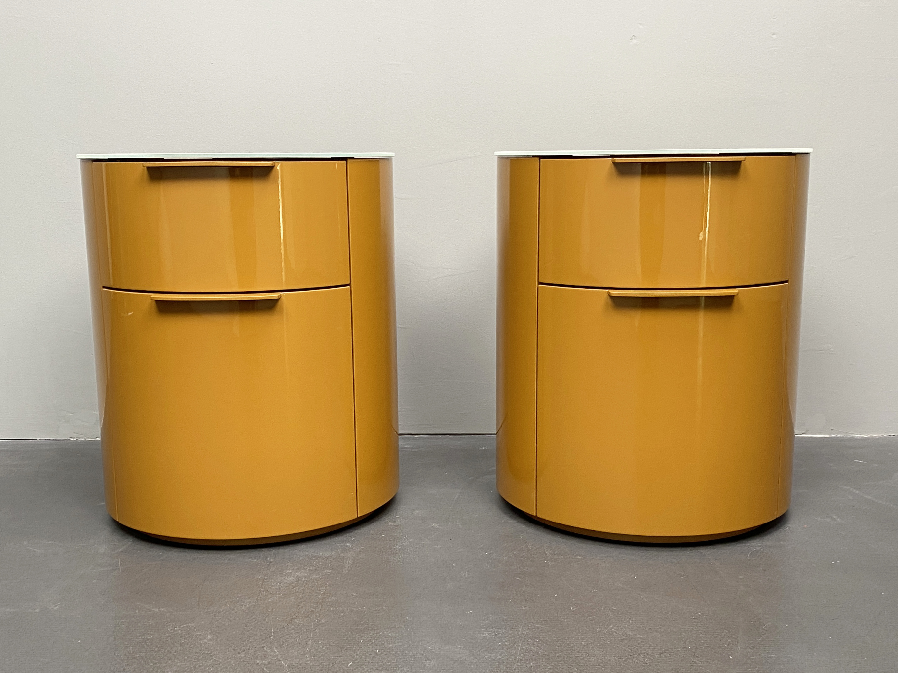 Pair of Bedside Tables, Round Chests of Drawers, Containers, Conga by Thomas Althaus for Schönbuch, Germany, 2010s